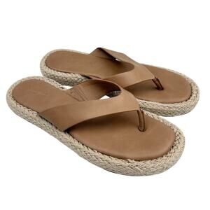 Universal Thread Thong Sandals Woven Espadrille Platform Tan Flip Flops Size 8.5